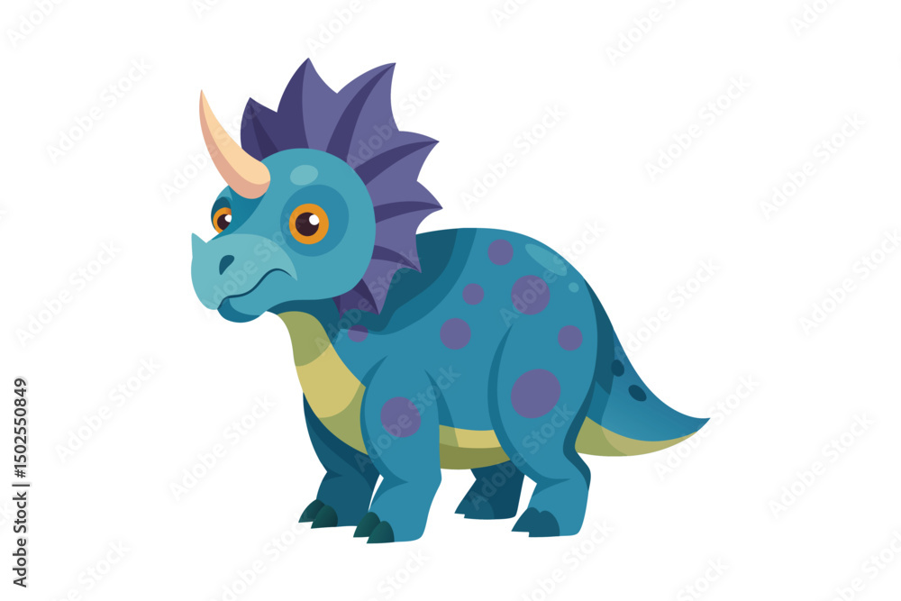 Cartoon funny triceratops dinosaur on white background Cartoon funny triceratops dinosaur on white background