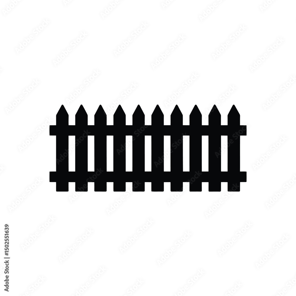 Simple Picket Fence Silhouette vector Art & Illustration Simple Picket Fence Silhouette vector Art & Illustration