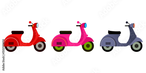 perfect retro scooter vector motobike vintage red classic motorcycle  