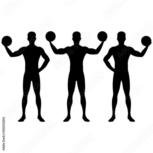 Volleyball Game Male  Player in Action black Silhouette vector set