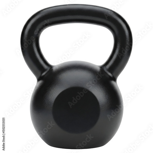 Isolated black kettlebell for strength training and fitness workouts at home or in the gym equipment on transparent background
