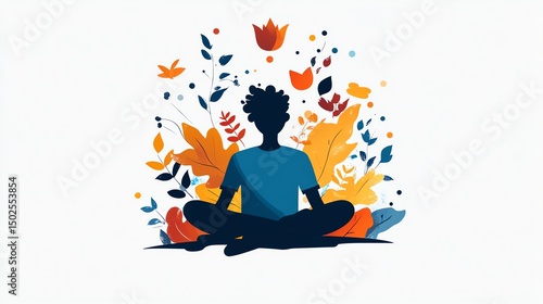 vector illustration of a man meditating