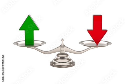 scale and arrows on white b...
