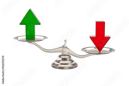 scale and arrows on white background. Isolated 3D illustration