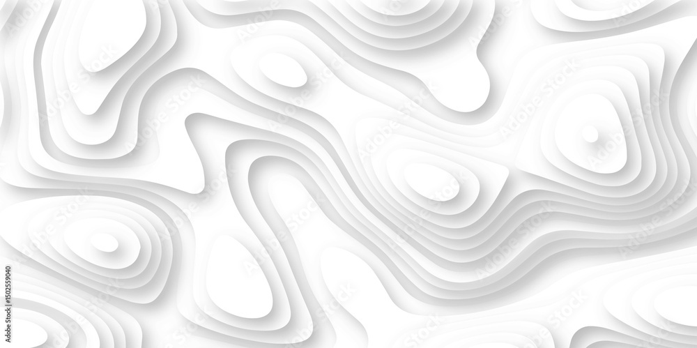 Abstract wavy line paper cut white background. Topographic geometric map relief texture with curved layers and shadow. Abstract modern 3d Paper cut white background .white waves background . Abstract wavy line paper cut white background. Topographic geometric map relief texture with curved layers and shadow. Abstract modern 3d Paper cut white background .white waves background .