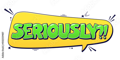 Swear speech bubbles word seriously and halftone elements with cute dark details.