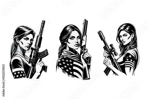 silhouettes of American soldiers.