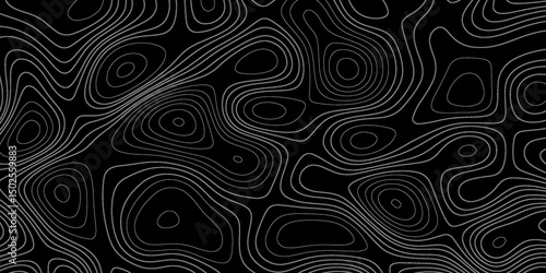 Sophisticated Dark Background with Contour Map Lines Creating an Organic and Fluid Pattern . similar abstract illustration. Geography concept. paper texture design .Imitation of a geographical map 