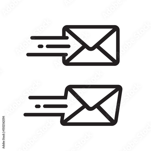 Fast mail icon vector envelope motion lines template