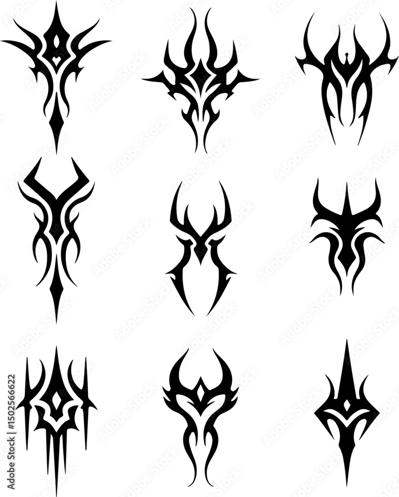 Naklejka premium Tribal Fire Tattoo Designs vector