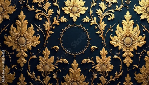 Intricate floral damask pattern in elegant gold , gold pattern, floral
