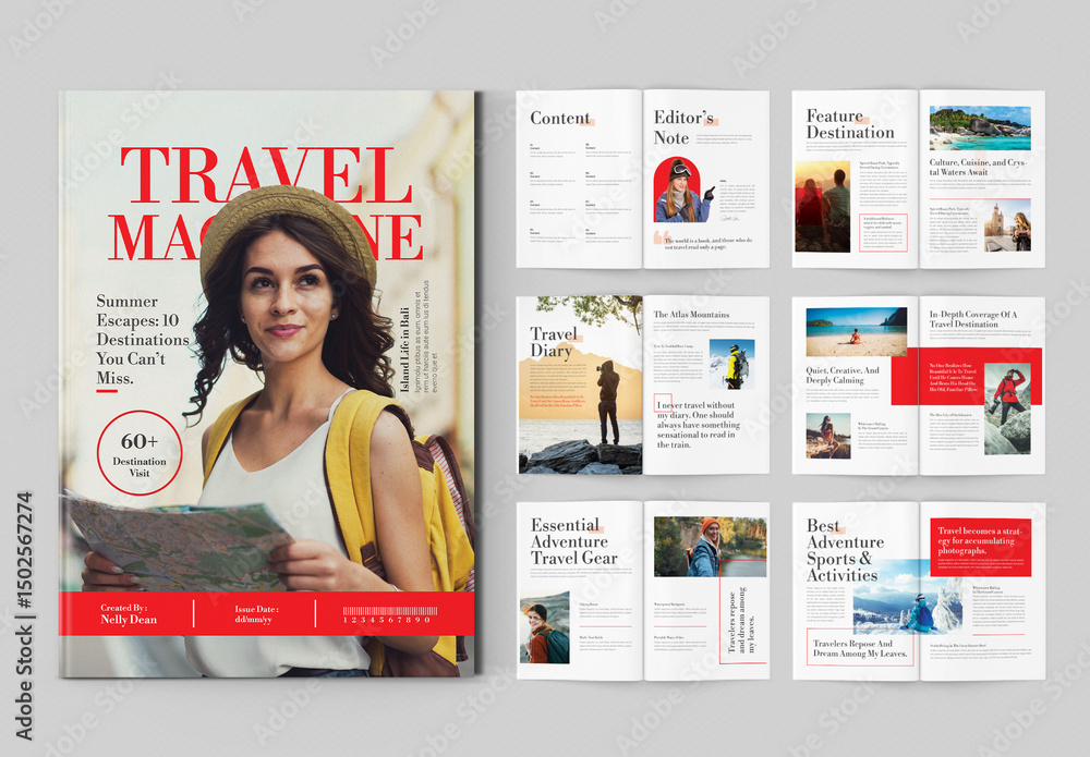 Modern Travel Magazine Layout Design Stock Template | Adobe Stock