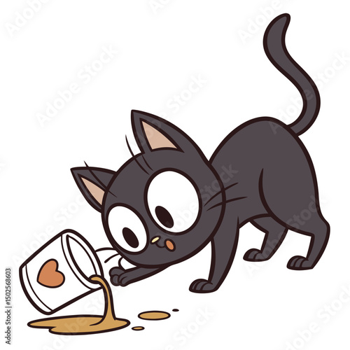  Playful Black Cat with Spilled Can