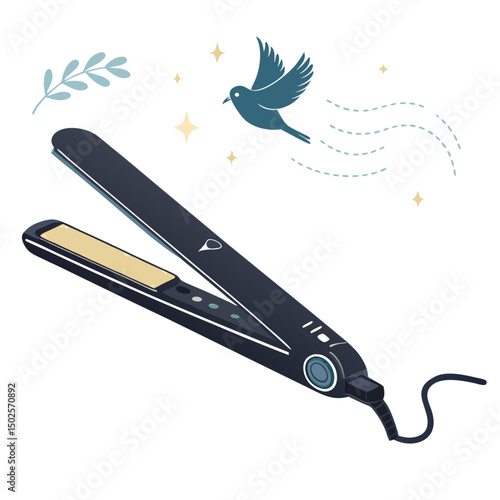 Hair Straightener with Bird and Decorative Elements