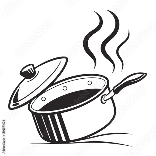  Boiling Pot with Steam Illustration