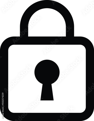 Outline style padlock icon representing secure access and protection