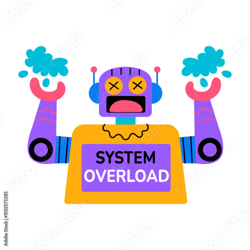 Flat style illustration depicting a system overload situation