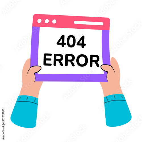 Flat style illustration showing a scene of web error