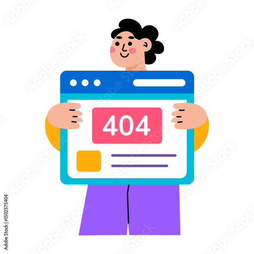Flat style illustration depicting a missing page screen view