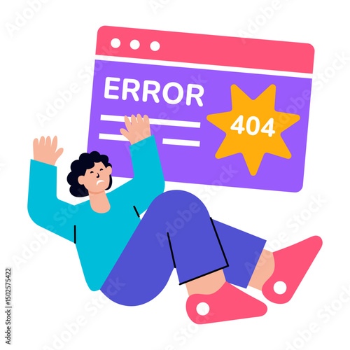 Flat style illustration depicting a sudden browser crash