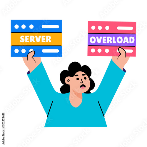 Flat style illustration depicting a moment of server overload