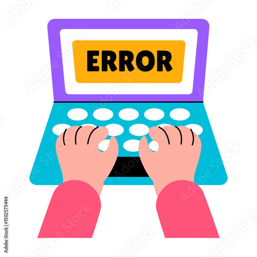 Flat style illustration showing a typing error