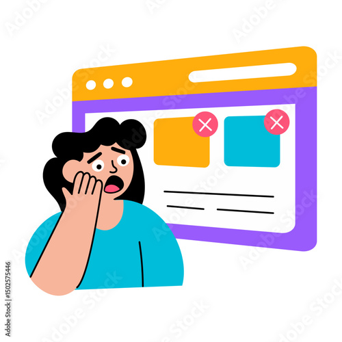 Flat style illustration showing a warning of submission error