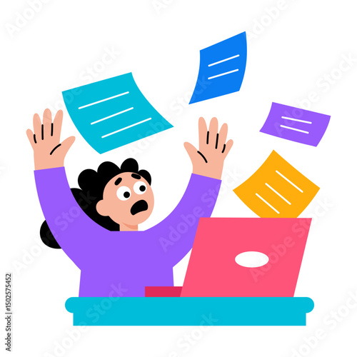 Flat style illustration depicting digital chaos from data loss