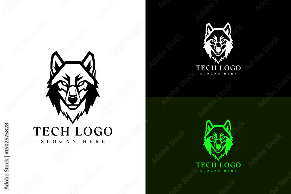 Fototapeta premium wolf triangle shaped vector illustration, minimalist, icon, logo for artificial intelligence, data center, deep learning, internet of things, it company, coding, software development, gaming, and more