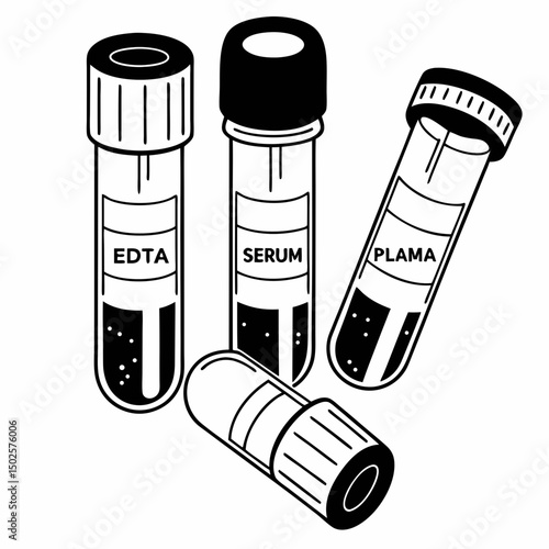 Creative Blood Collection Tubes Vector Illustration | Clean and Professional Design for Laboratory Testing, Phlebotomy, and Medical Diagnostics Projects