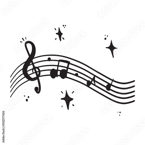 Musical scale notes vector. Black song notes.