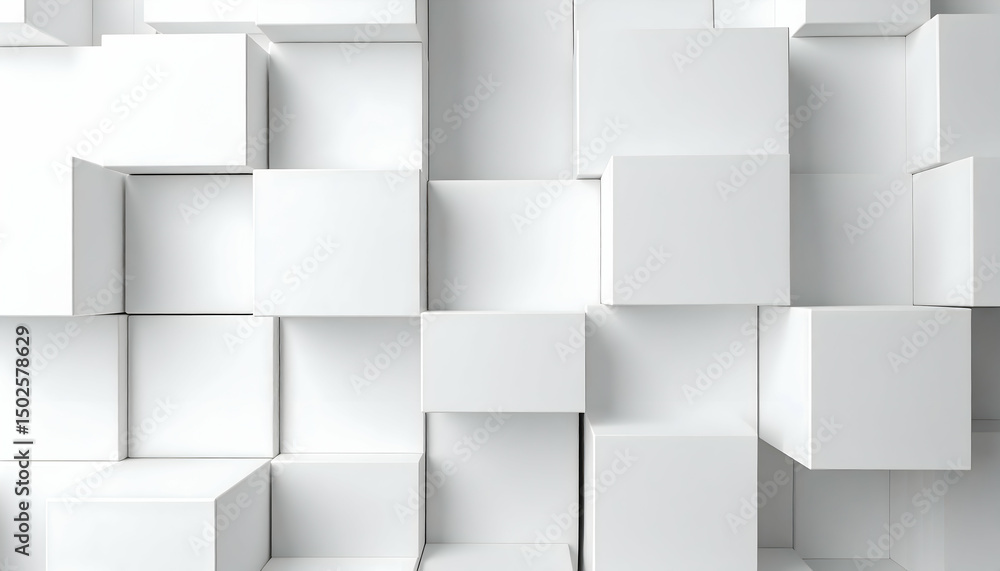 White Geometric Cube Pattern Background