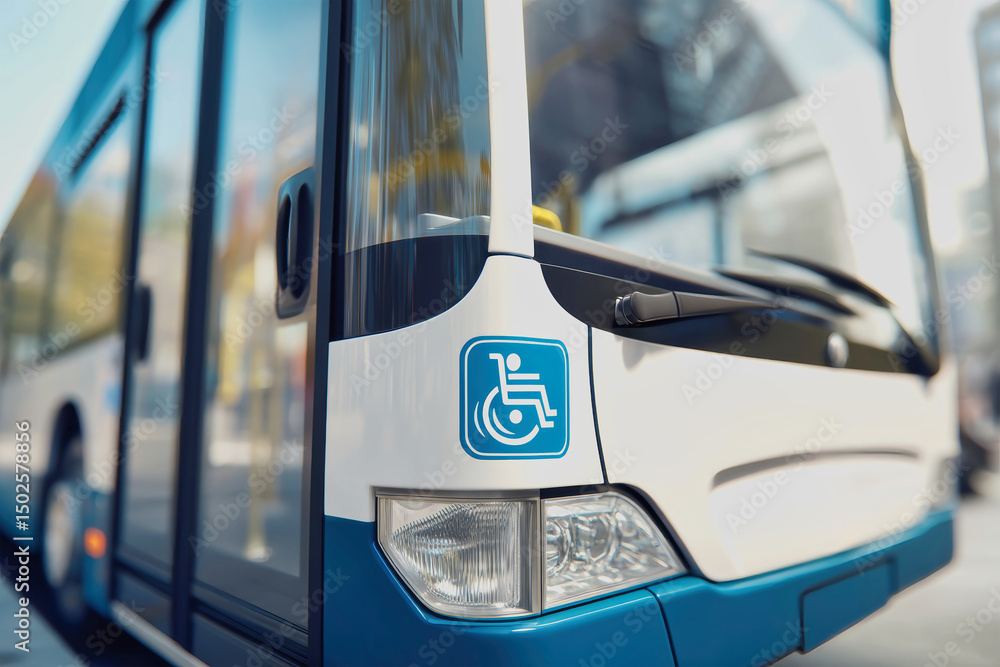 Obraz premium Close-up view of accessible bus emphasizing inclusivity and support for individuals with disabilities