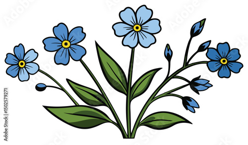 Forget me nots and lobelias delicate five petaled flowers
