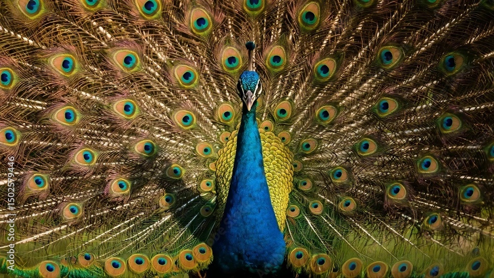 Obraz premium 正面から見たクジャク