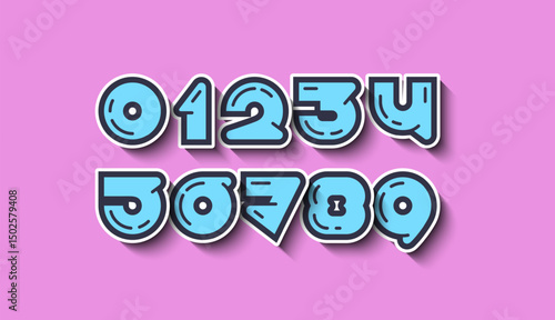 Art numbers set, trendy numerals 1,2,3,4,5,6,7,8,9, vector illustration 10EPS