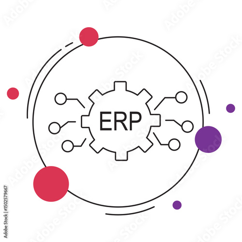 ERP Integration icon, Seamless ERP Integration Unifying Systems for Smarter Business Operations, Streamlining Success How ERP Integration Boosts Efficiency and Growth, vector