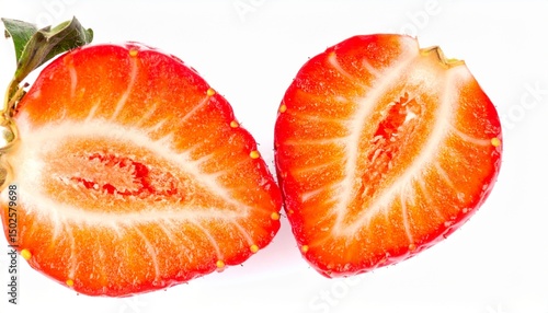 Wallpaper Mural Fresh Strawberry Halves on Isolated White Background – Glossy Red Skin and Seed Detail with Studio Lighting Torontodigital.ca