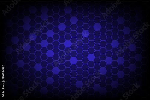 Abstract dark blue digital hexagon grids perspective design background