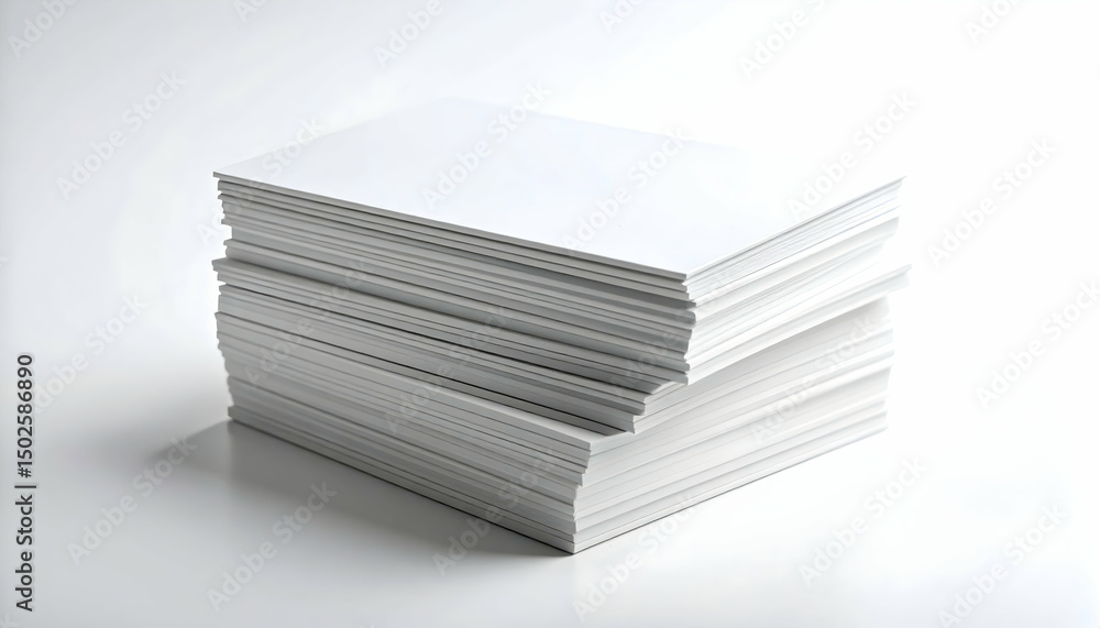 Stack of White Paper Sheets on White Background Stack of White Paper Sheets on White Background