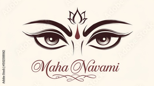 Durga Face with Maha Navami Background 