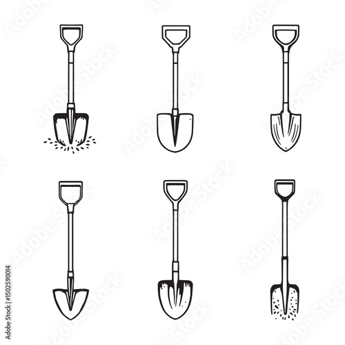 manual post hole digger minimalistic vector outline design