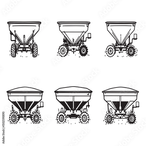 agricultural manure spreader simple outline drawing design
