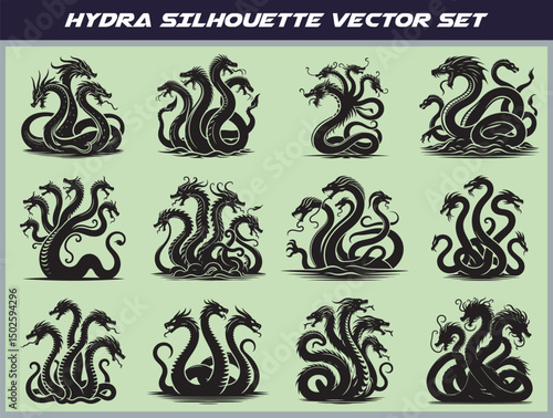 Hydra silhouette vector illustration design set