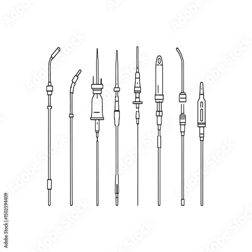 clean vector outline of suction catheter healthcare device