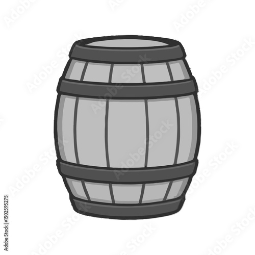 Simple Grayscale Cartoon Barrel 
