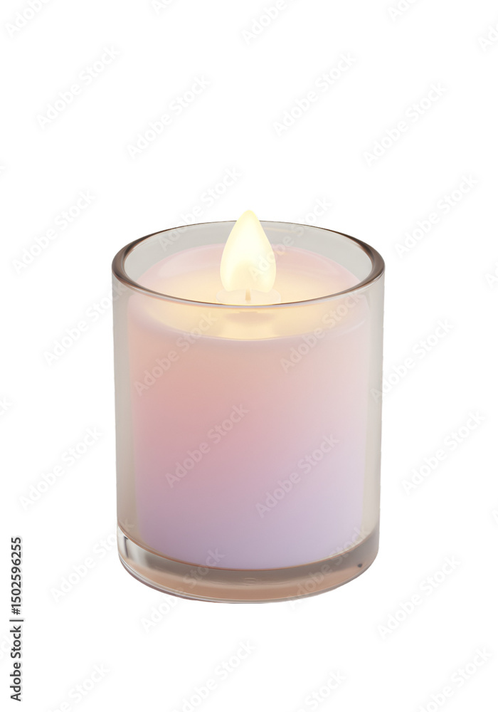 Scented candle, light, and glass Scented candle, light, and glass