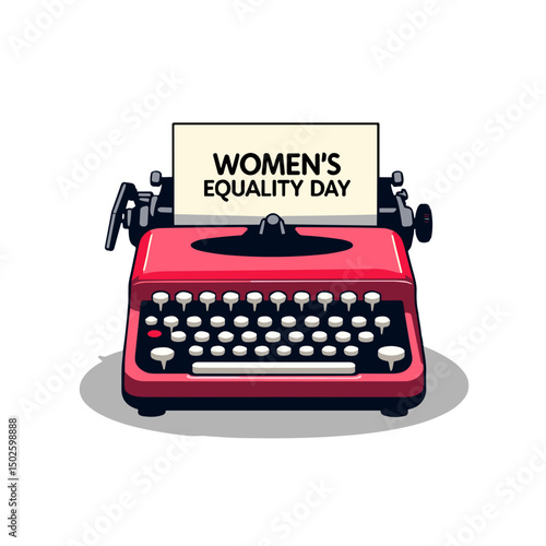 Feminist typewriter in pop art style, symbolizing empowerment