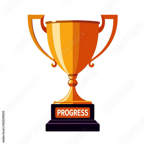 Golden trophy representing progress, pop art minimalism, empowerment