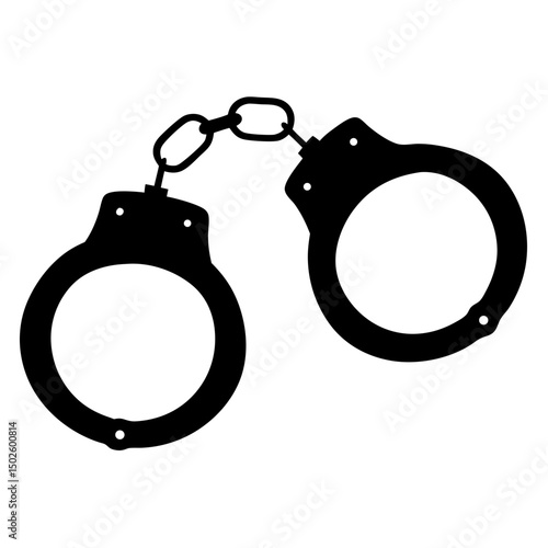 Black Open Handcuffs Vector- Police Handcuffs Law Enforcement Icon
